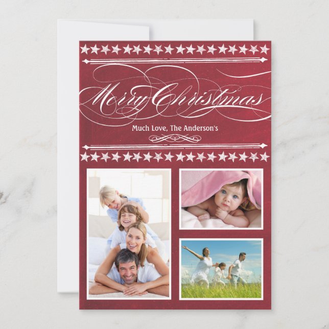 Tarjeta de foto de pizarra de tiza roja moderna vi (Anverso)