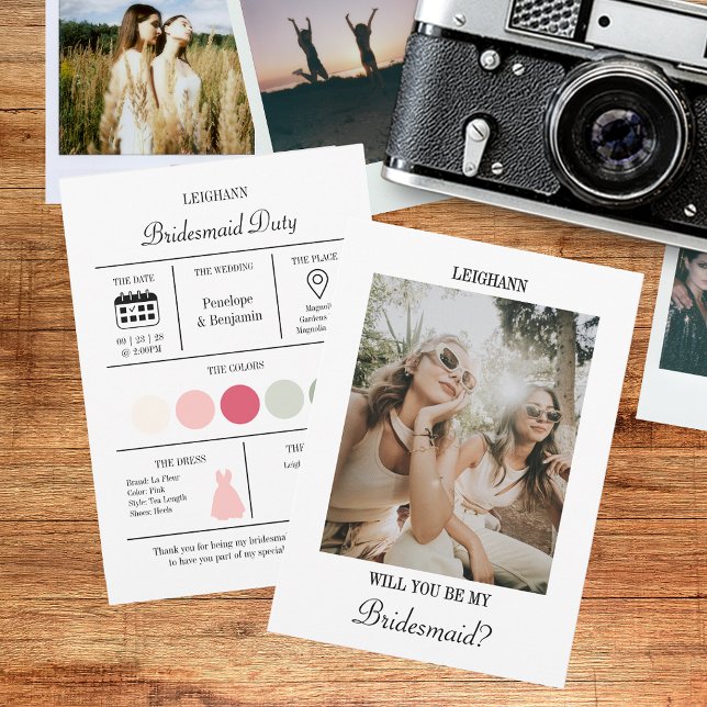 Tarjeta de Foto de Propuesta de Dama de Honor con  (Subido por el creador)