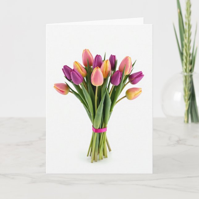 Tarjeta de foto de ramo de flores frescas (Anverso)