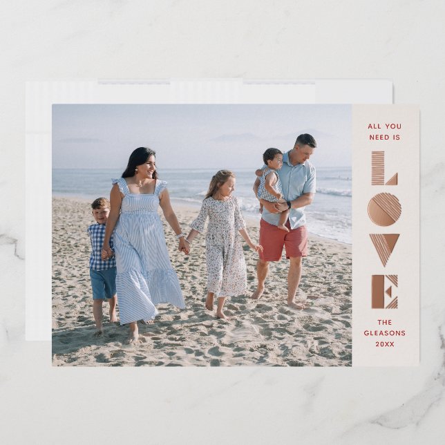 Tarjeta de foto de Relieve metalizado Geo Love El  (Sobre)