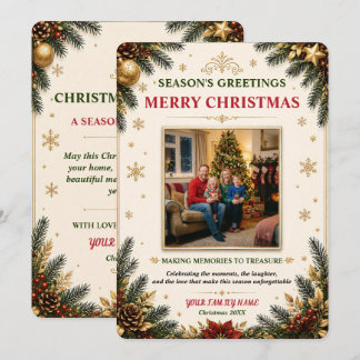 Tarjeta de Foto de Reunión de Navidad de Marfil de