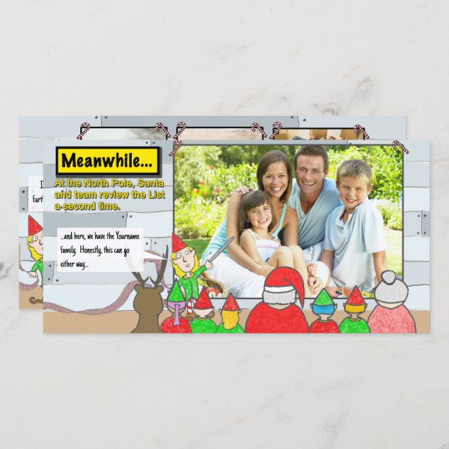 Tarjeta de Foto de Revisión de Lista de Navidad (Anverso / Reverso)