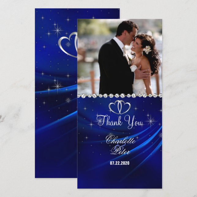 Tarjeta de foto de Royal Blue Diamonds/Hearts (Anverso / Reverso)