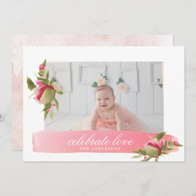 tarjeta de foto de San Valentín de celebración de  (Anverso / Reverso)