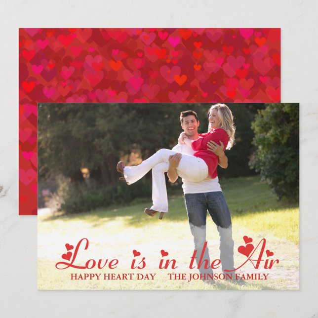 Tarjeta de Foto de San Valentín de Corazón Rojo (Anverso / Reverso)