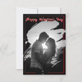 Tarjeta de Foto de San Valentín Negra y Roja en Ne