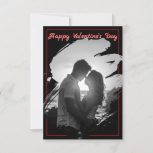 Tarjeta de Foto de San Valentín Negra y Roja en Ne