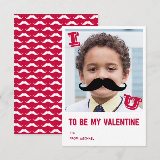 Tarjeta de foto de San Valentín para niños de Must (Anverso / Reverso)