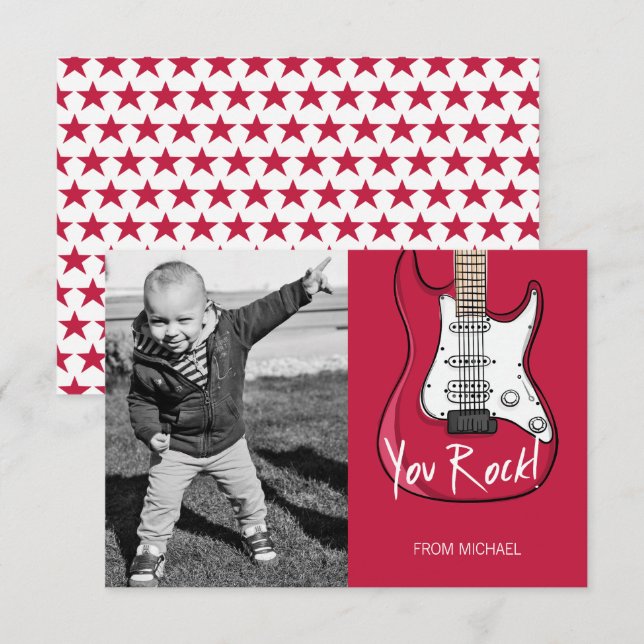Tarjeta de foto de San Valentín para niños de rock (Anverso / Reverso)