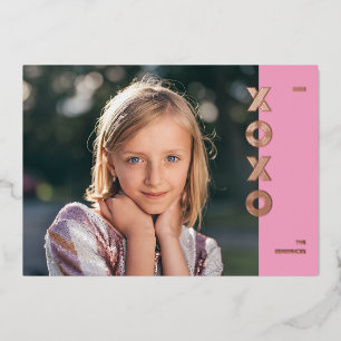 Tarjeta de Foto de San Valentín XOXO con Papel de