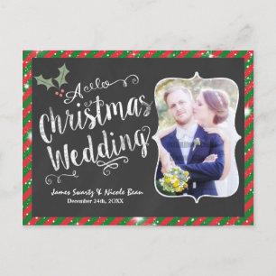 Tarjeta de foto de tiza de BODAS DE NAVIDAD Tarjet