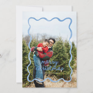 Tarjeta de Foto de Vacaciones con Borde Ondulado A