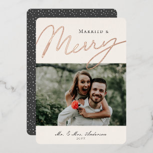 Tarjeta de foto de vacaciones con foil de guión ca