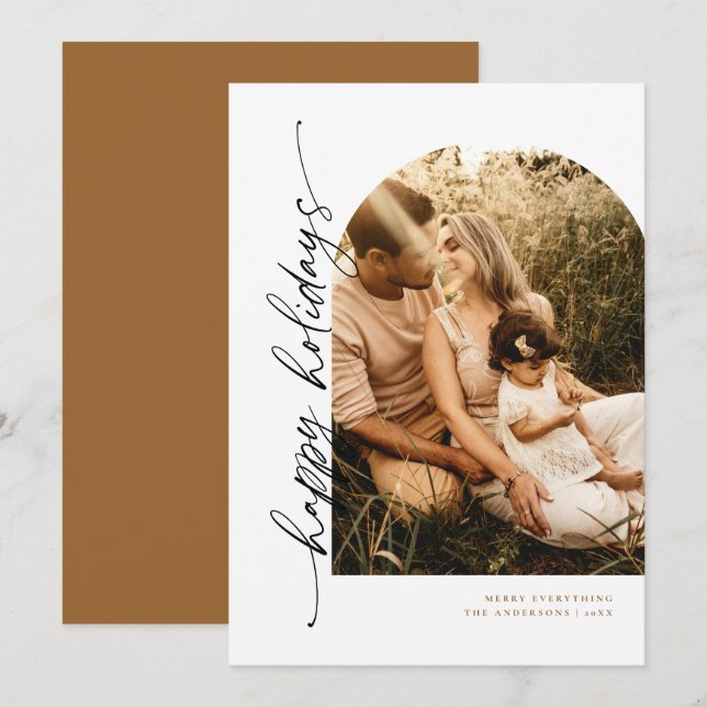 Tarjeta de foto de vacaciones con guión de arco mo (Anverso / Reverso)