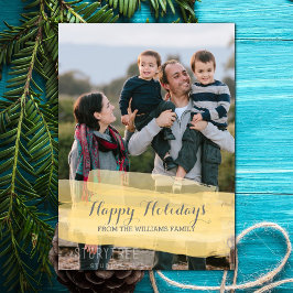 Tarjeta de Foto de Vacaciones con Pincelada de Acu