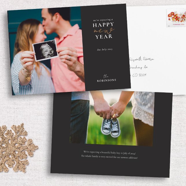 Tarjeta de foto de vacaciones de Año Nuevo esperan (Subido por el creador)