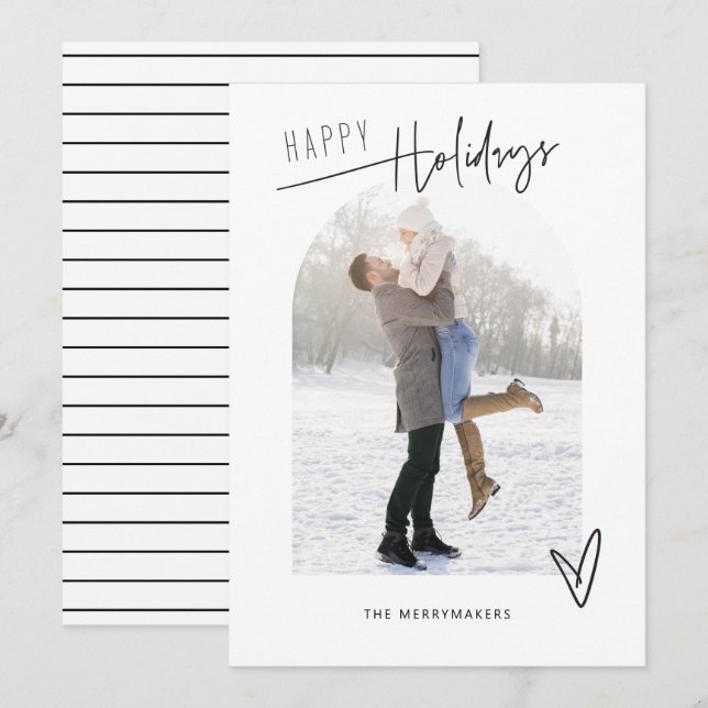 Tarjeta de foto de vacaciones de arco de Navidad m (Anverso / Reverso)