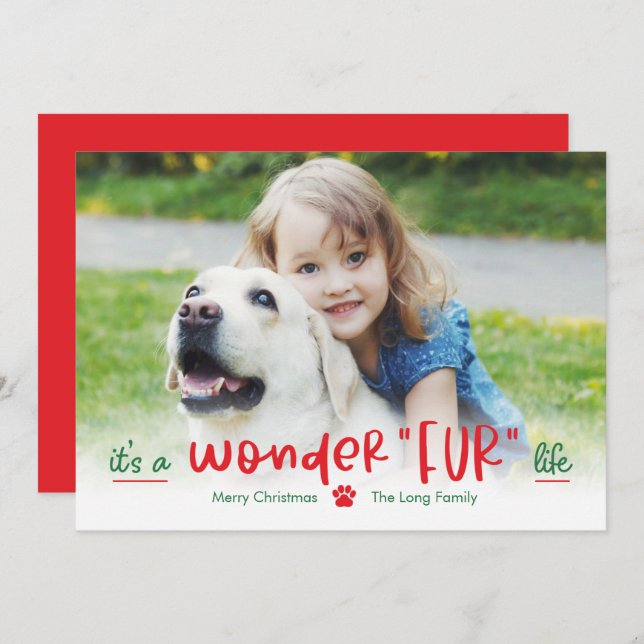 Tarjeta de foto de vacaciones de mascotas Wonderfu (Anverso / Reverso)