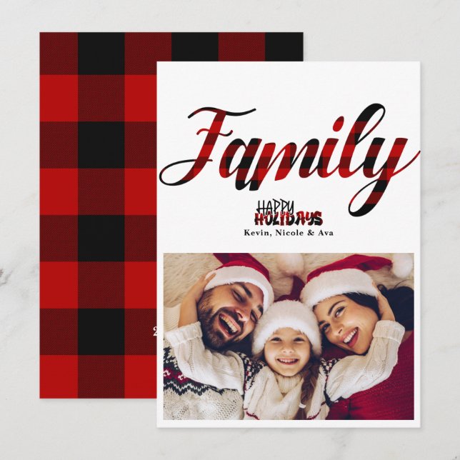 Tarjeta de foto de vacaciones de Navidad de cuadro (Anverso / Reverso)