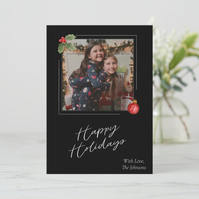 Tarjeta de Foto de Vacaciones Felices (Anverso de pie)