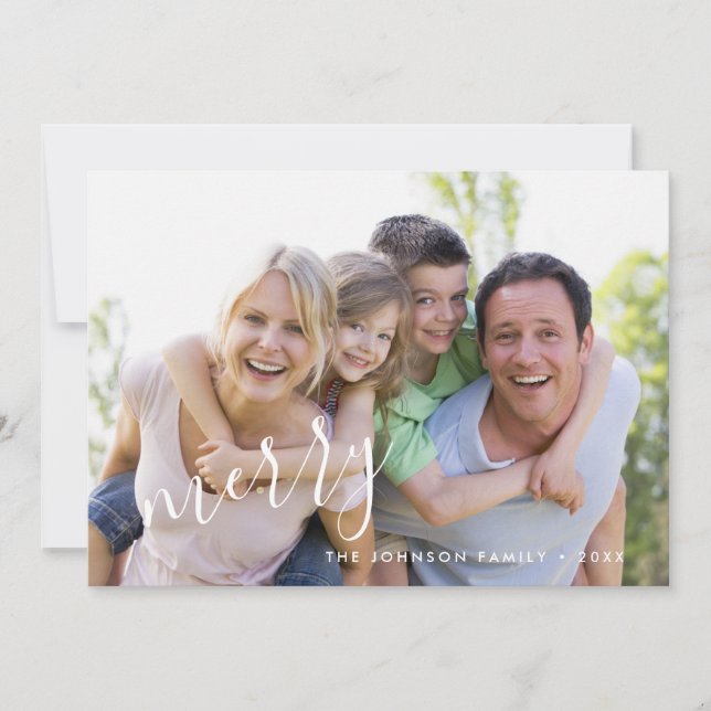 Tarjeta de Foto de Vacaciones Felices Hoja Moderna (Anverso)