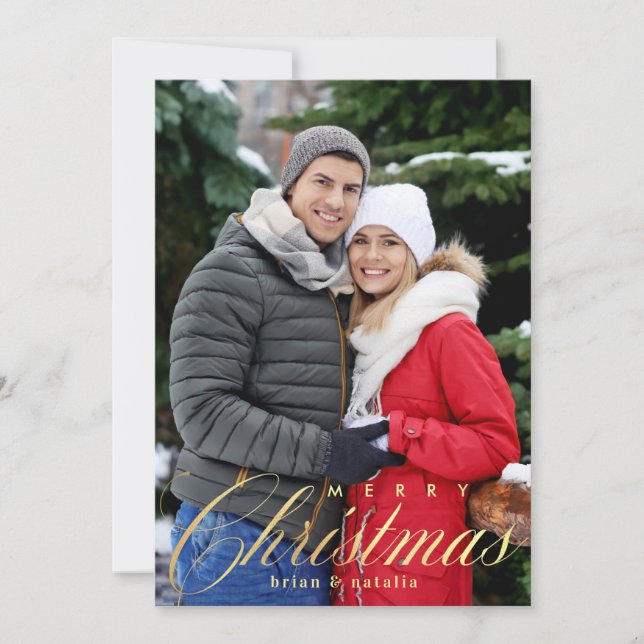 Tarjeta de Foto de Vacaciones Feliz Navidad (Anverso)