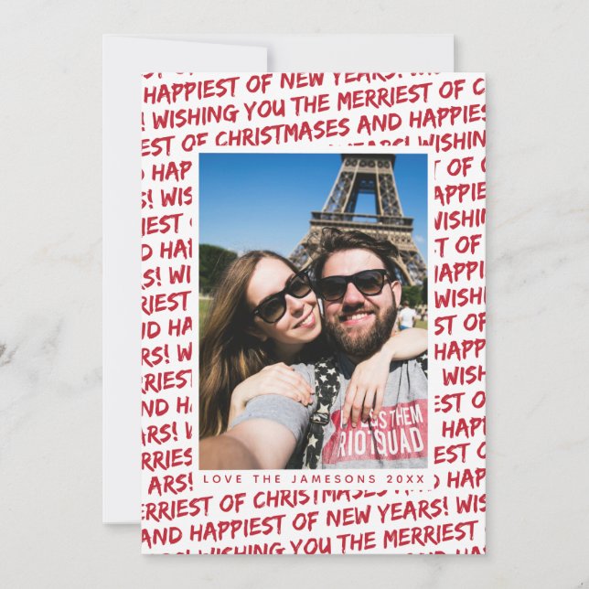 Tarjeta de foto de vacaciones *Grafiti de Navidad* (Anverso)