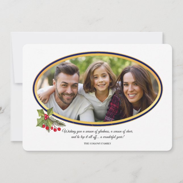 Tarjeta de Foto de Vacaciones Ovalada (Anverso)