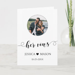 Tarjeta de foto de votos de boda minimalista en bl