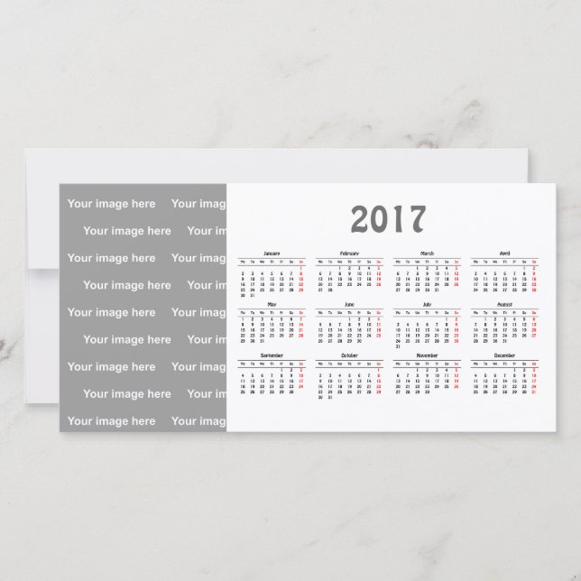 tarjeta de foto del calendario 2017 de plantilla (Anverso)
