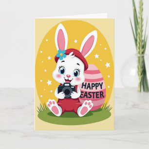 Tarjeta de Foto del Conejo de Pascua Feliz