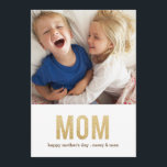 Tarjeta de foto del día de las letras en negrita<br><div class="desc">Una carta dorada brillaba con la tarjeta del día de la madre.</div>