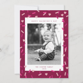 Tarjeta de foto del Día de San Valentín con confet