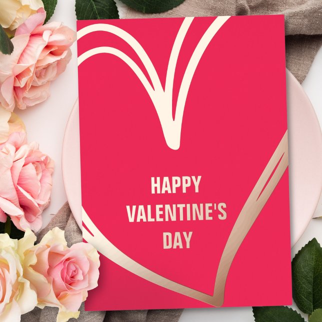 Tarjeta de Foto del Día de San Valentín con Hojas  (Red Modern Gold Foil Valentine's Day Photo Card)