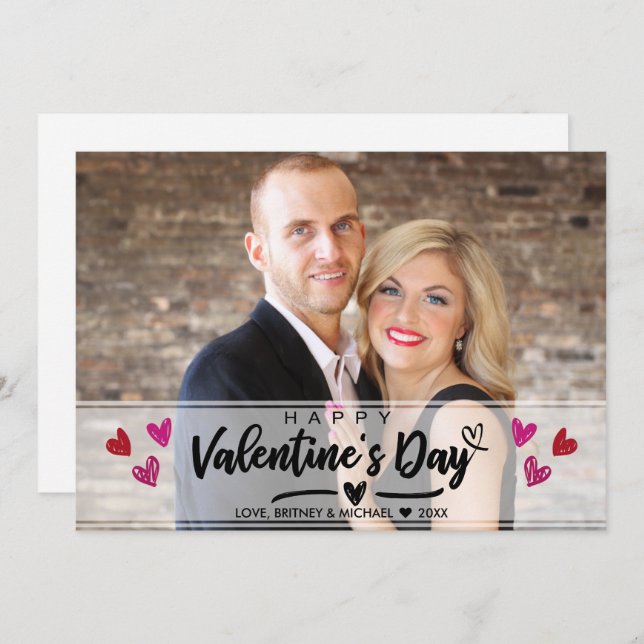 Tarjeta de Foto del Día de San Valentín Corazón Ga (Anverso / Reverso)