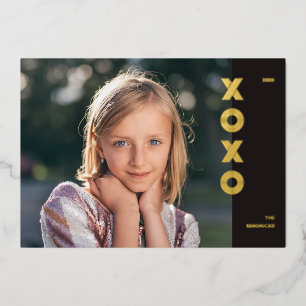 Tarjeta de foto del día de San Valentín Foil XOXO 