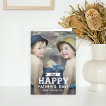 Tarjeta de Foto del Día del Padre con Cinta Vintag