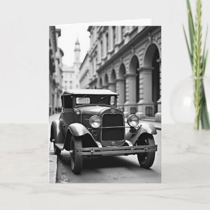Tarjeta de Foto del Día del Padre con Coche Antigu
