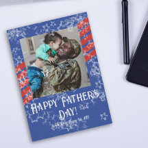 Tarjeta de Foto del Día del Padre con Estrellas y