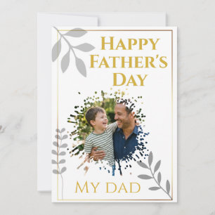Tarjeta de Foto del Día del Padre Elegante Oro y V