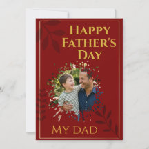 Tarjeta de Foto del Día del Padre Elegante Oro y V