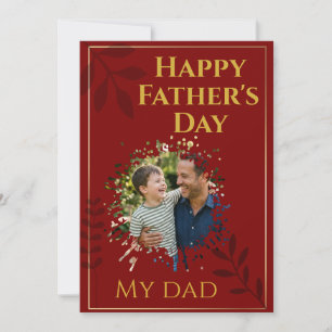 Tarjeta de Foto del Día del Padre Elegante Oro y V