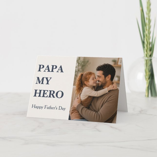 Tarjeta de foto del héroe moderno papa - Día del p (Anverso)
