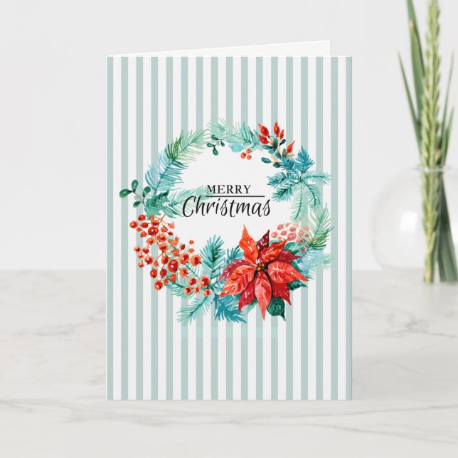 Tarjeta de Foto Doblada de Corona de Navidad (Anverso)
