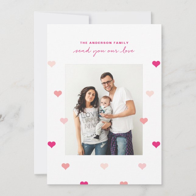 Tarjeta de foto El día de San Valentín de corazone (Anverso)