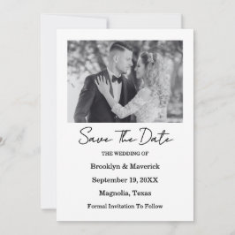 Tarjeta de Foto Elegante en Blanco y Negro para An