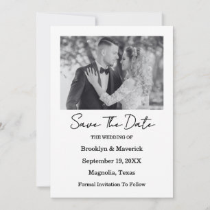 Tarjeta de Foto Elegante en Blanco y Negro para An