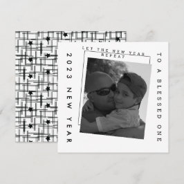 Tarjeta de foto en blanco y negro para Año Nuevo 2