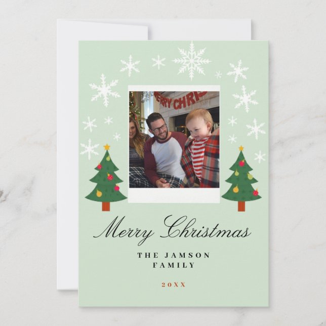 Tarjeta de Foto Familiar de Feliz Navidad (Anverso)