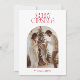 Tarjeta de Foto Familiar de Navidad Moderna Feliz 